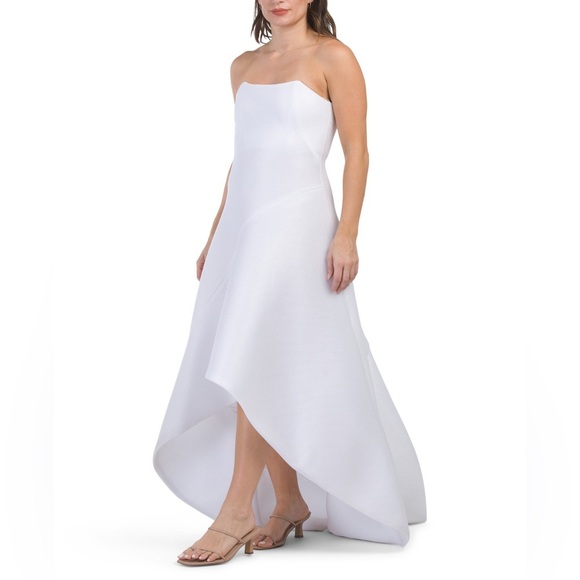 Issue New York Strapless High Low Gown White Formal Dress Made in USA Size Small - Picture 1 of 6